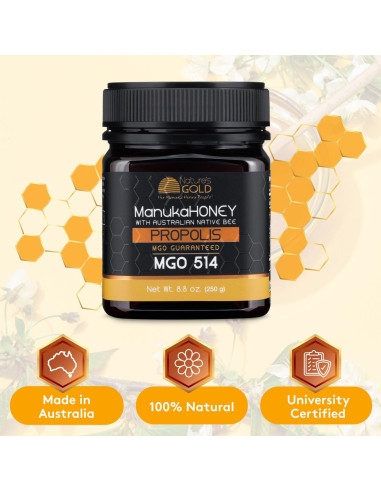 Miel Cruda Manuka Nature's Gold MGO 514+ con Propolis 250g