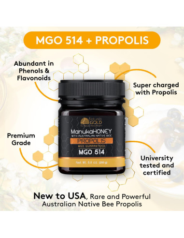 Miel Cruda Manuka Nature's Gold MGO 514+ con Propolis 250g