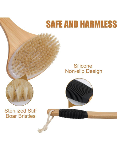Cepillo de Espalda OWIIZI con Mango de Bambú 112 cm y Cerdas Rígidas