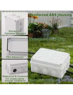 Caja de Conexiones Eléctricas DROK IP65 150x110x70mm Blanca 2