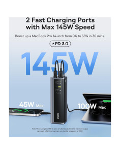 Baseus Estación de Acoplamiento 10 en 1 4K 145W 20800mAh 2