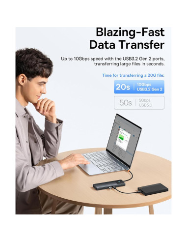 Baseus Estación de Acoplamiento 10 en 1 4K 145W 20800mAh