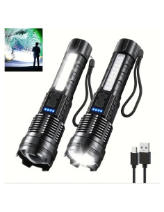 2 Linternas Recargables BEOWUI Tácticas IPX6 7 Modos Luz