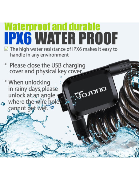 Candado de Bicicleta Biométrico OFASONO BFP0024 Antirrobo 1.5m