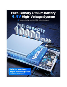 Cargador Portátil Power Bank 10000mAh 22.5W PD Azul 2