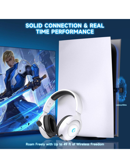 Auriculares Gaming Inalámbricos Rumoon 01, 45H Batería, Sonido 3D