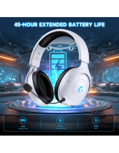 Auriculares Gaming Inalámbricos Rumoon 01, 45H Batería, Sonido 3D