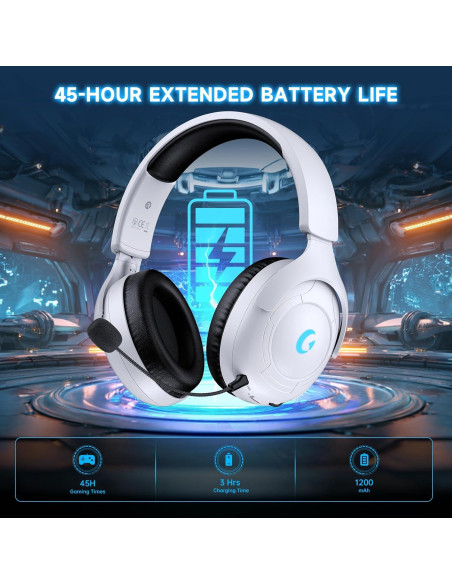 Auriculares Gaming Inalámbricos Rumoon 01, 45H Batería, Sonido 3D