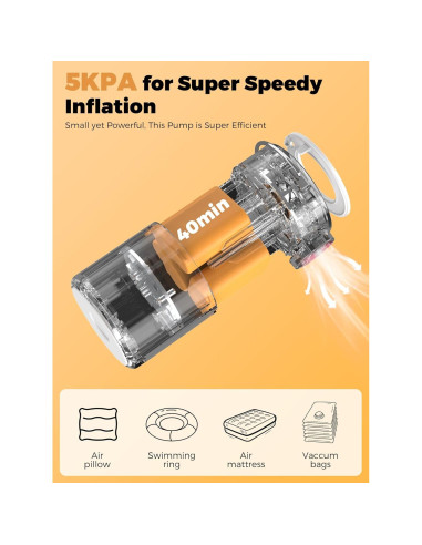 Bomba de Aire Eléctrica Portátil ROCKBROS 1500mAh Inflar/Desinflar