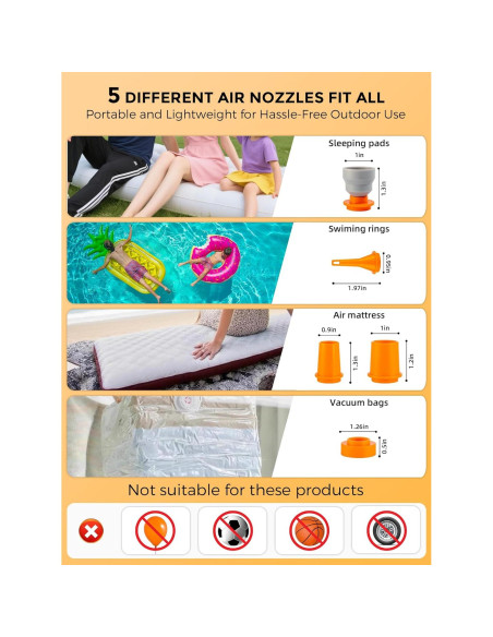 Bomba de Aire Eléctrica Portátil ROCKBROS 1500mAh Inflar/Desinflar