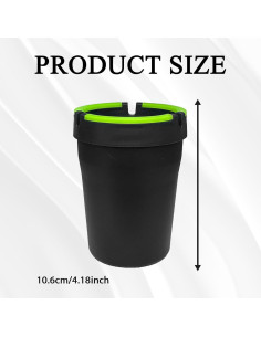 Cenicero de coche QKYS con tapa, a prueba de olores, negro 2