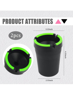 Cenicero para Auto YGDMD Negro, Sin Humo, 11 cm, 2 Pcs 2