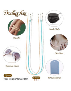 Cadena de Gafas de Perlas 75 cm - 3 Piezas - Accesorio Mujer 2