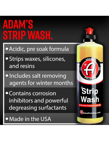 Jabón para Lavado de Autos Adam's Strip 473 ml - Removedor de Ceras y Sal