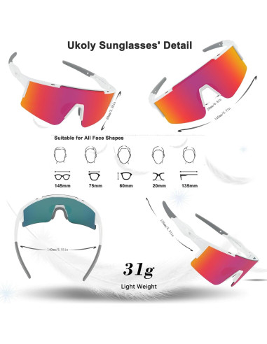 Gafas de Ciclismo Ukoly 3 Lentes Intercambiables Polarizadas