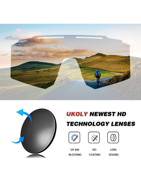 Gafas de Ciclismo Ukoly con 3 Lentes Intercambiables Gafas de Ciclismo Ukoly con 3 Lentes Intercambiables