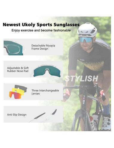Gafas de Ciclismo Ukoly 3 Lentes Intercambiables Polarizadas