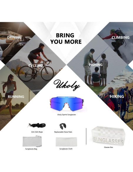 Gafas de Ciclismo Ukoly con 3 Lentes Intercambiables Gafas de Ciclismo Ukoly con 3 Lentes Intercambiables