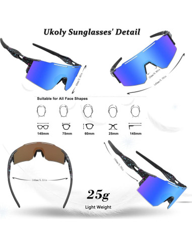 Gafas de Ciclismo Ukoly W001 con 3 Lentes Intercambiables