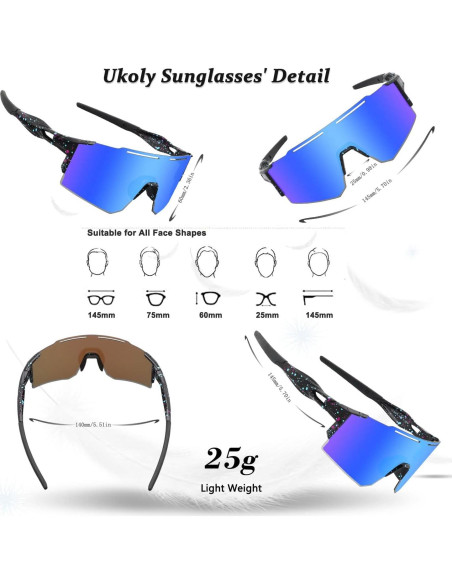 Gafas de Ciclismo Ukoly W001 con 3 Lentes Intercambiables Gafas de Ciclismo Ukoly W001 con 3 Lentes Intercambiables