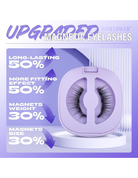 Pestañas Magnéticas Lanflower Wispy Naturales Sin Pegamento