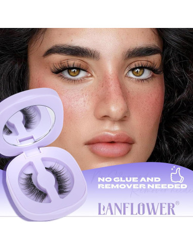 Pestañas Magnéticas Lanflower Wispy Naturales Sin Pegamento