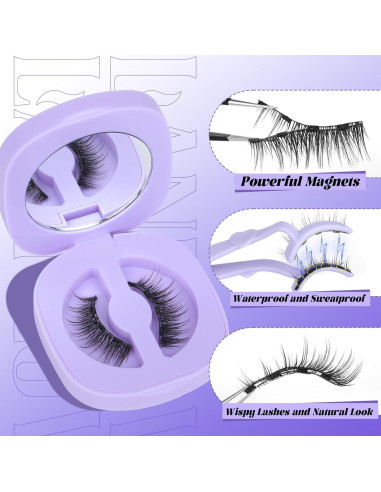 Pestañas Magnéticas Lanflower Wispy Naturales Sin Pegamento