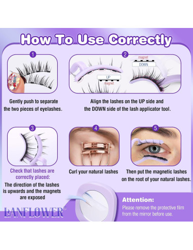 Pestañas Magnéticas Lanflower Wispy Naturales Sin Pegamento