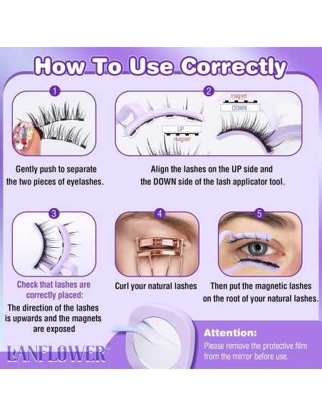 Pestañas Magnéticas Lanflower Wispy Naturales Sin Pegamento