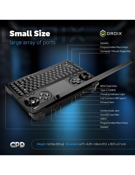 GPD Win Mini 2025 PC de Juegos Portátil 7" 1080p AMD Ryzen 7