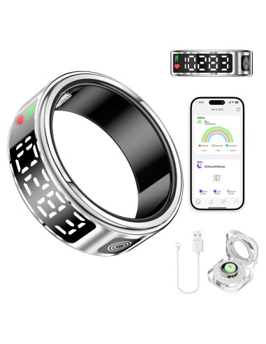 Anillo Inteligente Domhong SR08 con Pantalla LED y Monitoreo de Salud