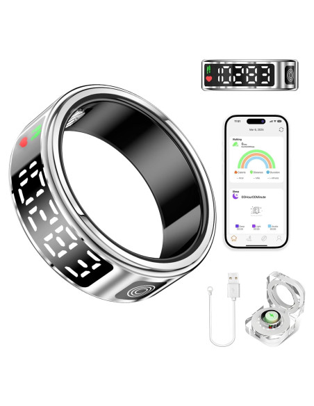 Anillo Inteligente Domhong SR08 con Pantalla LED y Monitoreo de Salud