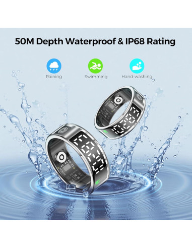 Anillo Inteligente Domhong SR08 con Pantalla LED y Monitoreo de Salud