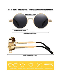 Gafas de Sol Redondas Weewooday 4 Piezas Estilo Steampunk 2