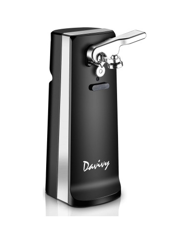 Abridor de Latas Eléctrico Davivy 3 en 1 Acero Inoxidable Negro