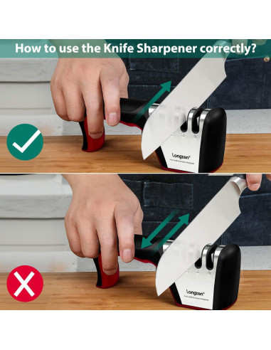 Afilador de Cuchillos 4-en-1 Longzon con Guante Resistente