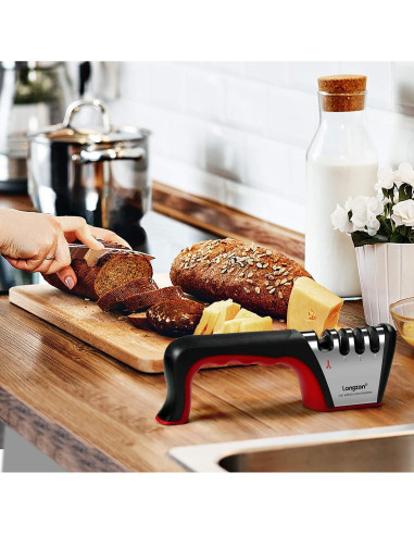 Afilador de Cuchillos 4-en-1 Longzon con Guante Resistente