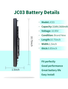 Batería recargable JC03 para Laptop HP 15-bs 15-bw 17-bs 10.95V 2