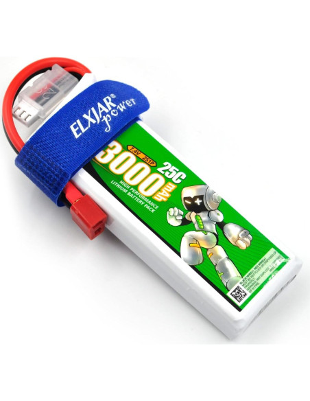 Batería LiPo 7.4V 3000mAh 25C elxjar - Paquete de 2 con Cargador