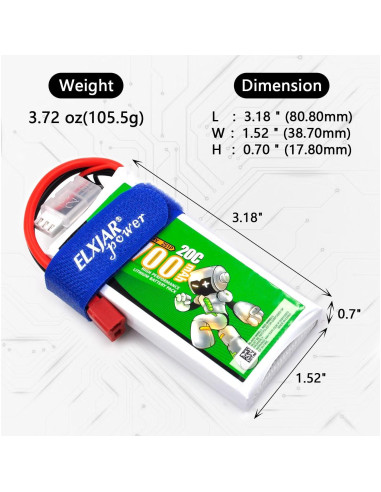 Batería Li-Po 7.4V 2700mAh 20C Elxjar para WLTOYS 12428