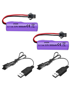 Batería Lipo 3.7V 1000mAh 2PCS con Cargador USB para RC