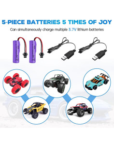 Batería Lipo 3.7V 1000mAh 2PCS con Cargador USB para RC 2