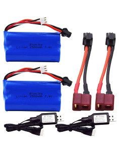 Batería de Litio Recargable 7.4V 1500mAh SM-2P BOFUNENG - 2 Pack 2