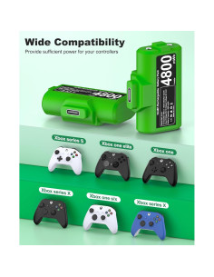 Kit de Batería Recargable Xbox CYOYPPY 2x4800mAh con Cargador USB-C 2