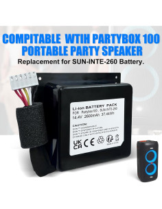 Batería de Reemplazo BooNer para JBL PartyBox 100 14.4V 2600mAh 2