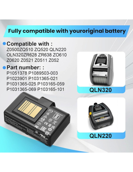 Batería de Reemplazo EGOWAY 2600mAh para Impresoras Zebra