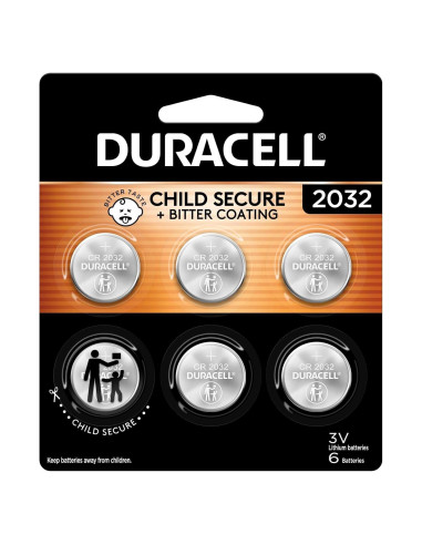 Batería de Litio Duracell CR2032 6 Unidades 3V Seguridad Infantil