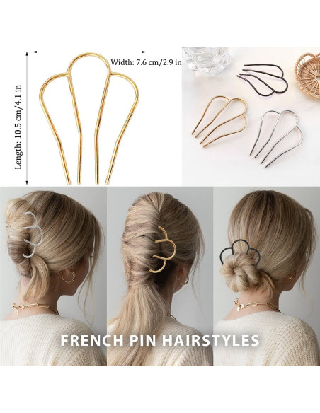 6 Peines Laterales de Metal La Jolie Jasmin - 2 Tamaños