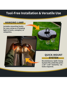 Luz de Paraguas LED Recargable con Control Remoto - Marrón 2