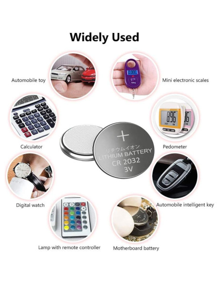 100 Baterías CR2032 de Litio 3V Guanpei - 20mm x 3.2mm